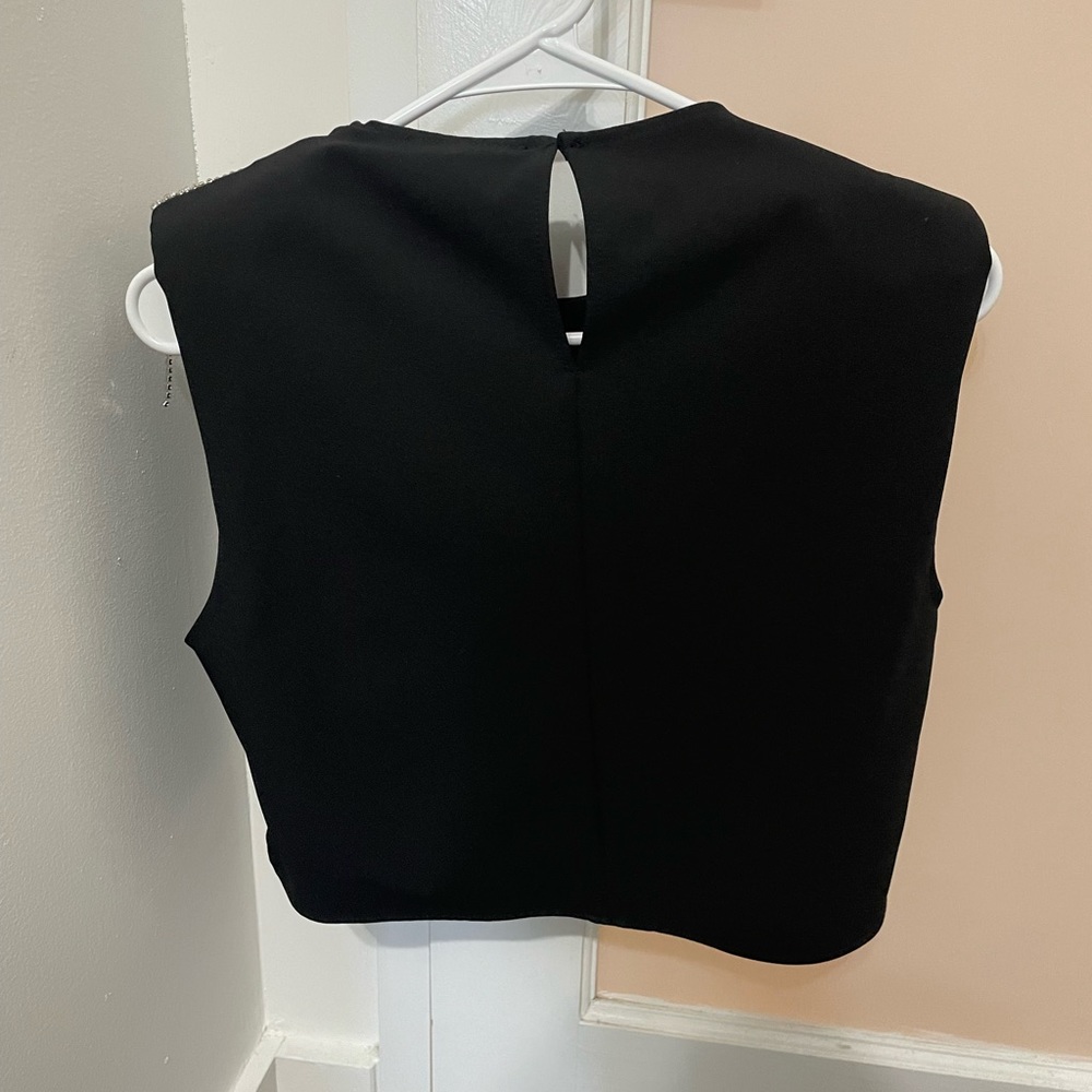 Zara black cropped rhinestone top - Picture 3 of 4